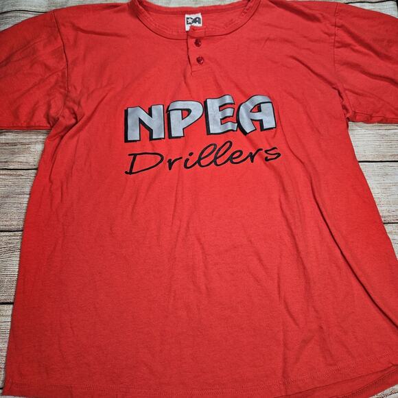 Vintage Don Alleson Red Button Jersey Shirt Made In USA NPEA Drillers Size XL - Picture 1 of 5